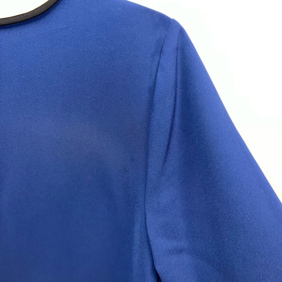 Ann Taylor Dress Womens Size Medium Blue Black Polyester V-Neck Classic - Picture 12 of 15